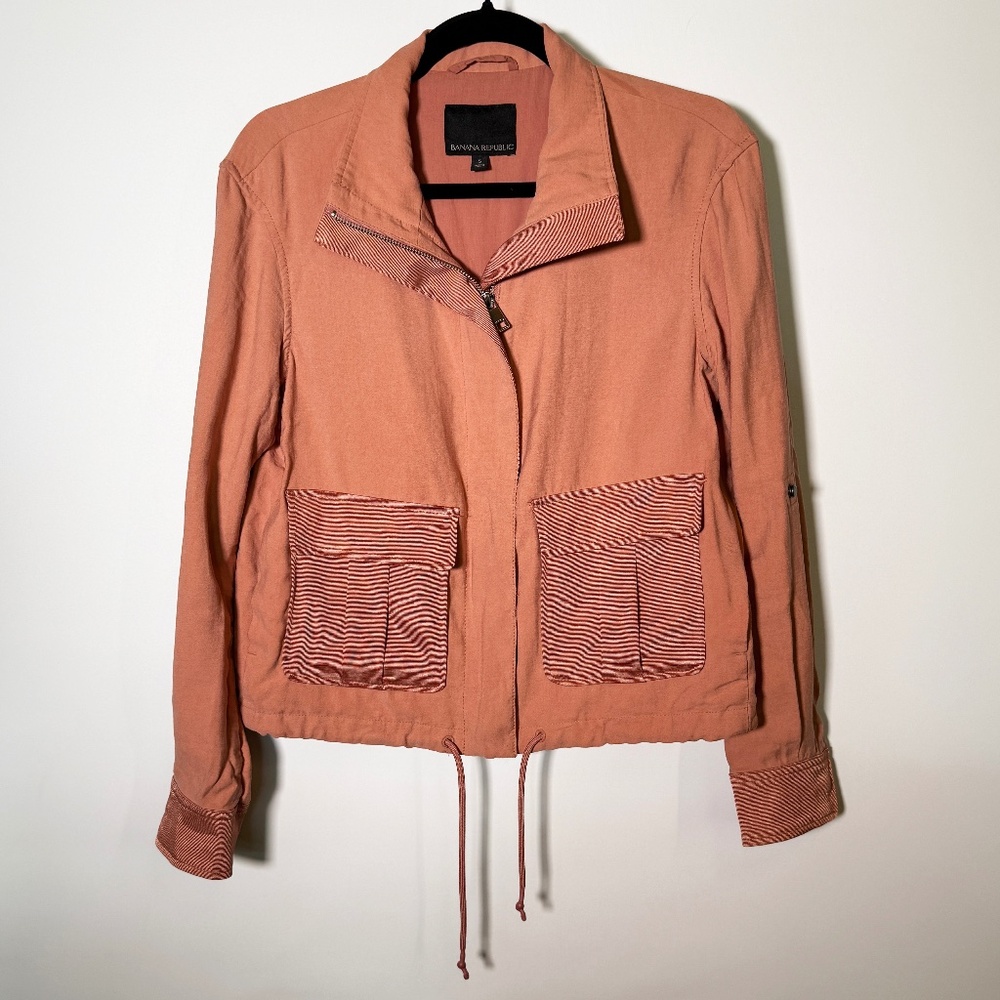 Banana Republic Drapey Utility Cargo Bomber Jacket Women’s Small – Pink